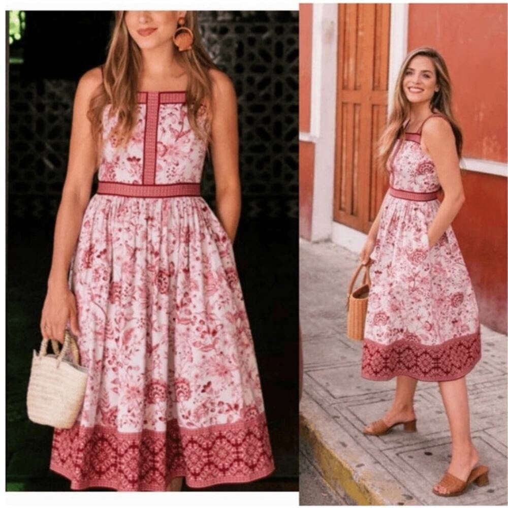 Gal Meets Glam Womens 6 Esme Dress Boho Pockets Flare Vacation Coastal European